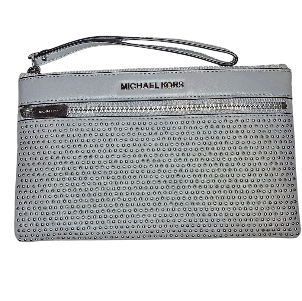 Michael Kors Selma Large Studded Wristlet Grey